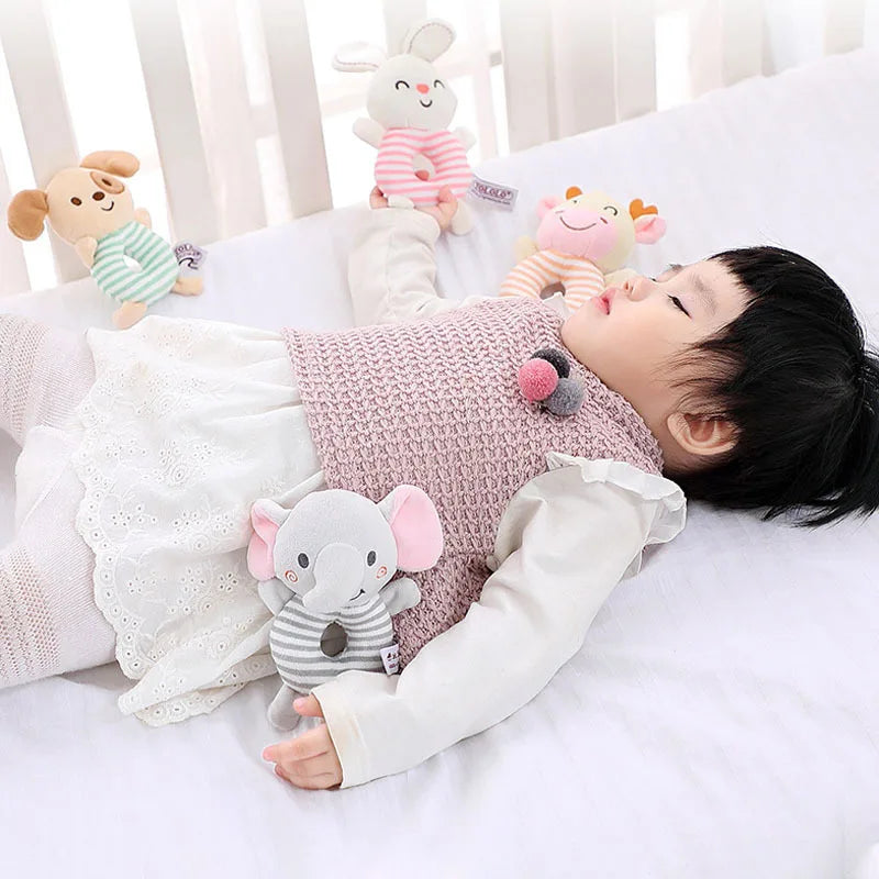 Baby Rattle Toy – Soft Plush Cartoon Animal Hand Ring for Newborns