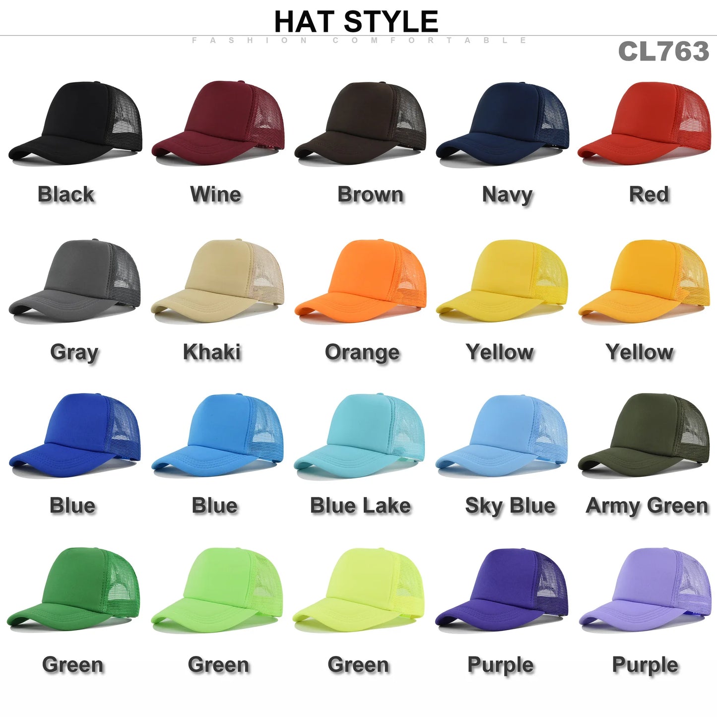 Plain Mesh Trucker Baseball Cap – Unisex Adjustable Snapback