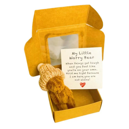 Pocket Worry Bear with Inspirational Card – Mini Plush Gift Box