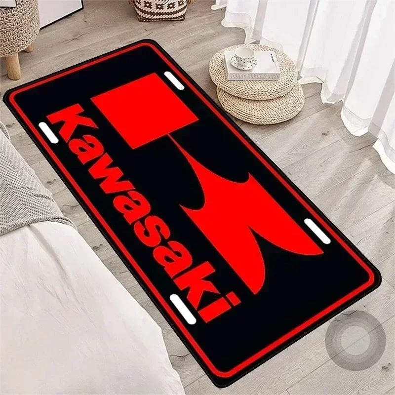 Kawasaki Motorcycle Area Rug Anti-Slip Floor Mat for Garage & Home Decor