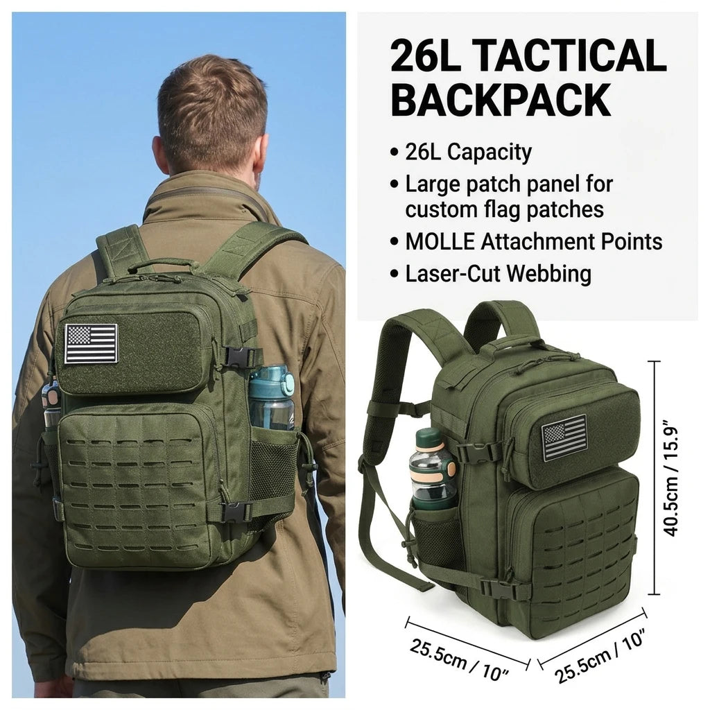 26L Tactical Backpack – MOLLE Rucksack for Men & Women