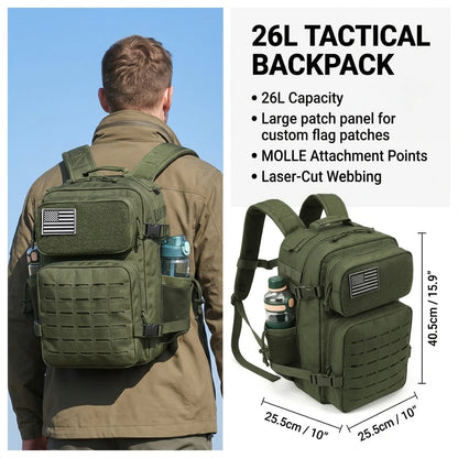 26L Tactical Backpack – MOLLE Rucksack for Men & Women