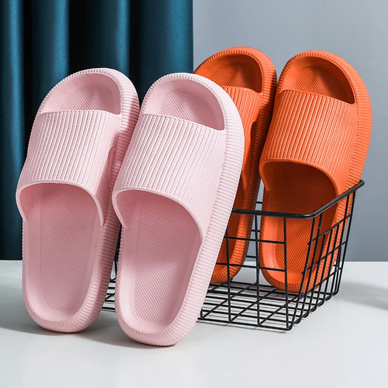 Women Thick Platform Cloud Slippers Indoor Home Eva Soft Sole Pillow Slides Sandals Woman Summer Non