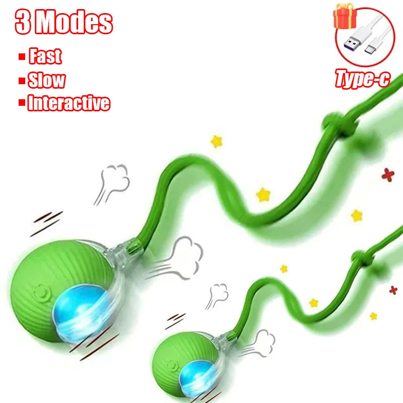 Interactive Cat Ball Toy – Automatic Rolling with Faux Tail, USB Rechargeable