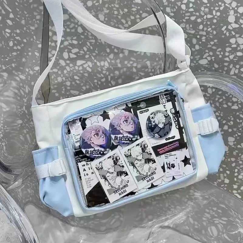 Anime Crossbody Bag with Transparent Postcard Display Window
