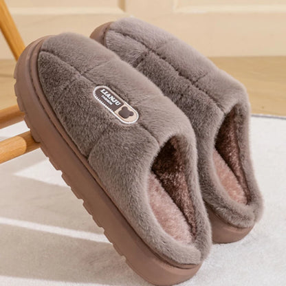 Big Size 50 51 Winter Slippers Women Men Thick Sole Indoor Home Warm Couples Shoes Non-Slip Flat