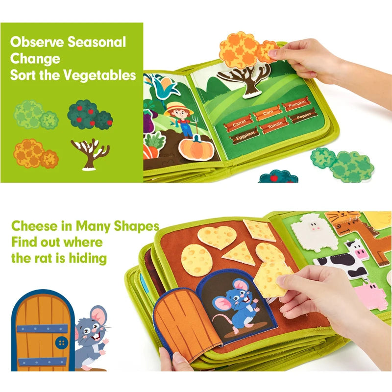 Montessori Busy Cloth Book – Farm Animal Story for Toddlers