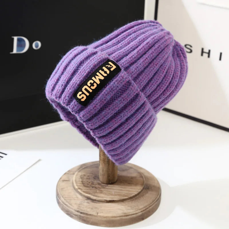Korean Style Knit Beanie – Warm Ear Protection Winter Hat for Women