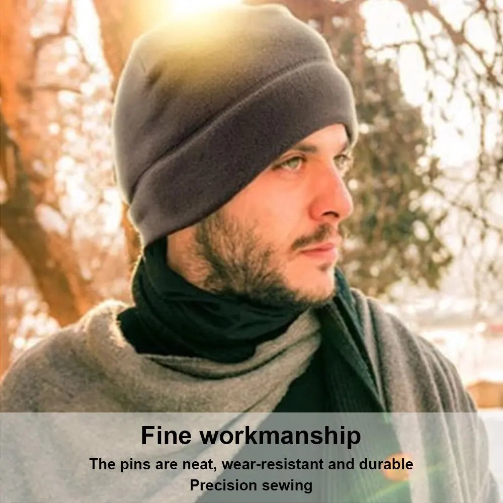 Polar Fleece Skull Cap – Warm Windproof Winter Beanie for Men & Women