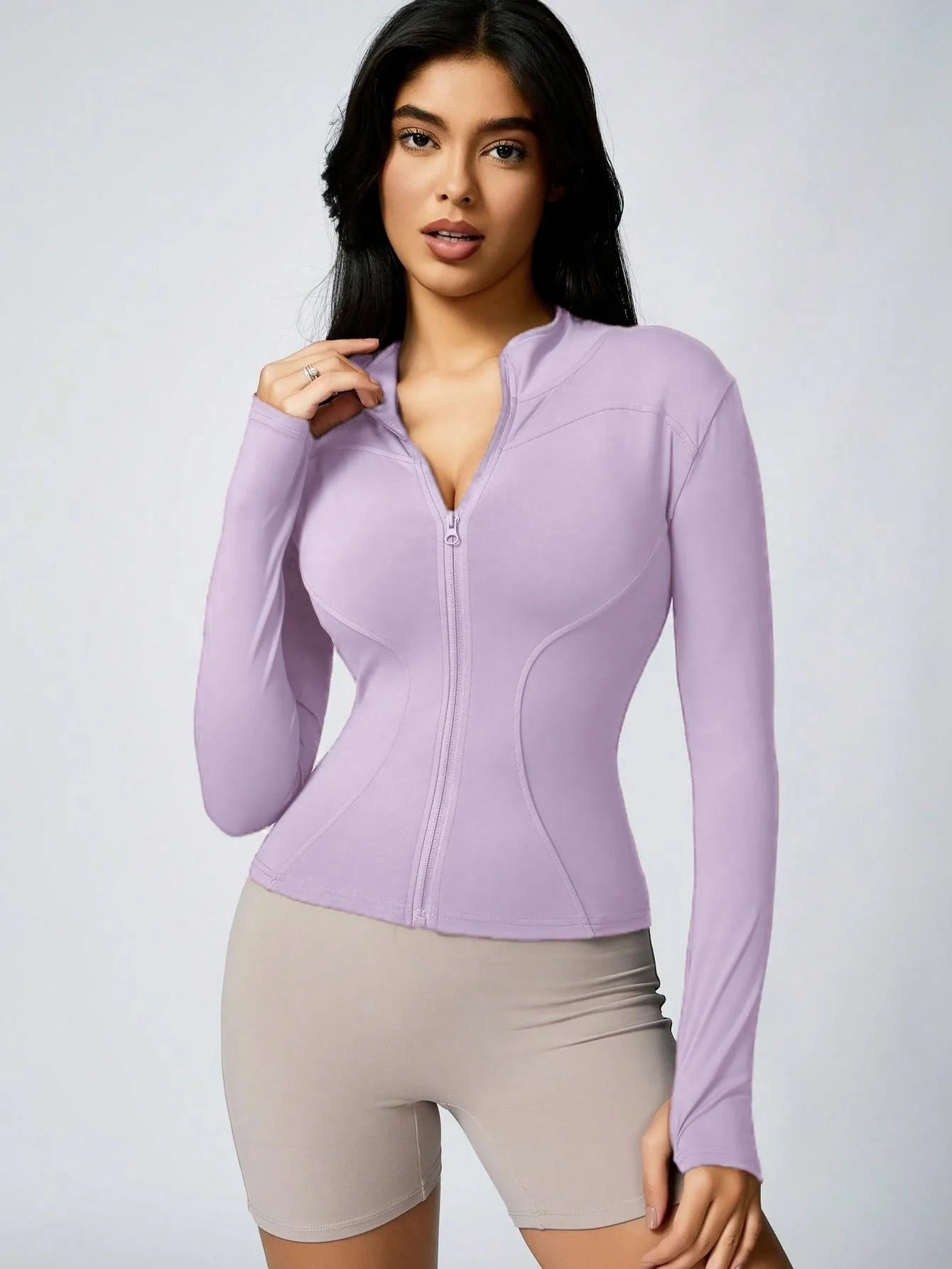 Women's Zip-Up Sports Jacket – Slim Fit Athletic Top