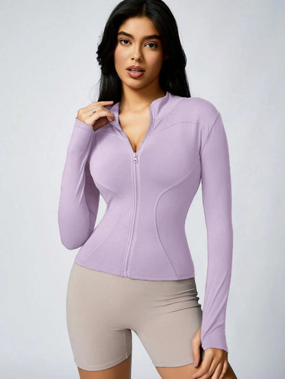 Women's Zip-Up Sports Jacket – Slim Fit Athletic Top