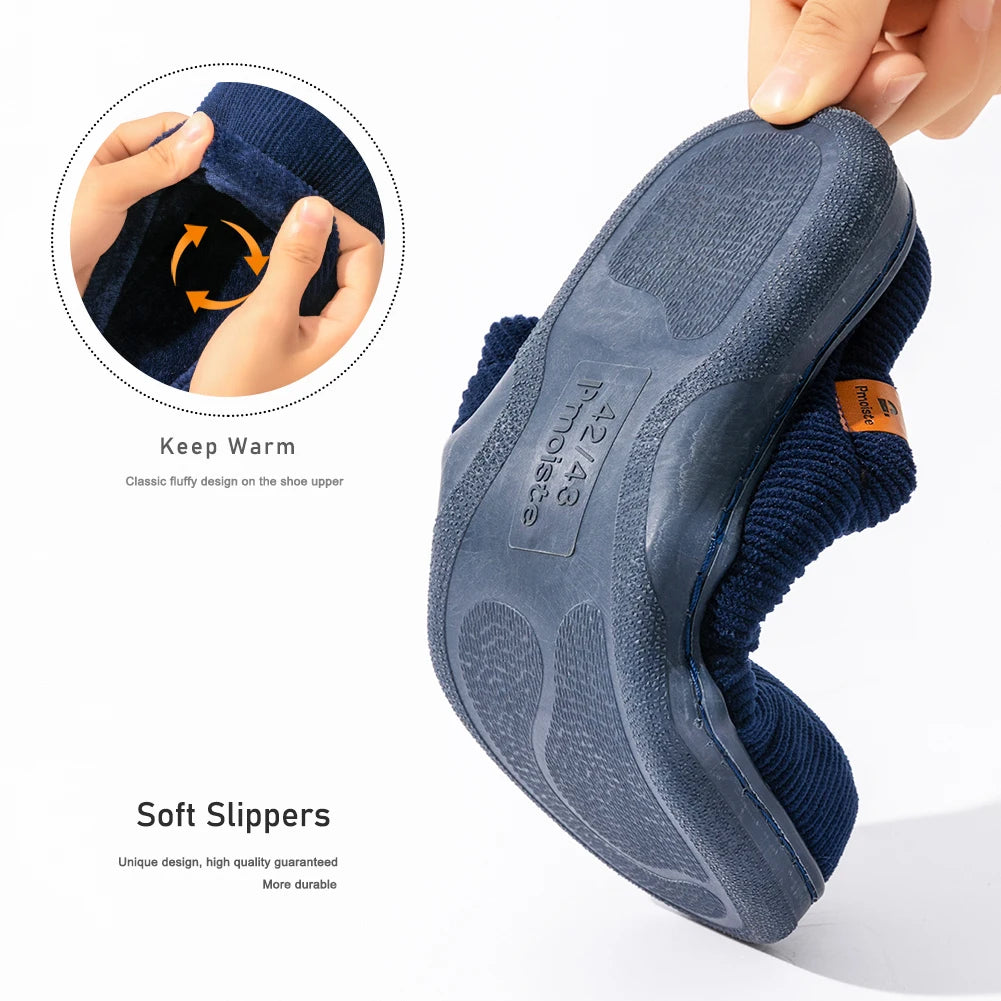 Winter Men S Slippers Tpr Sole Anti Slip Stripe Design Warm Soft Comfortable Memory Foam Indoor