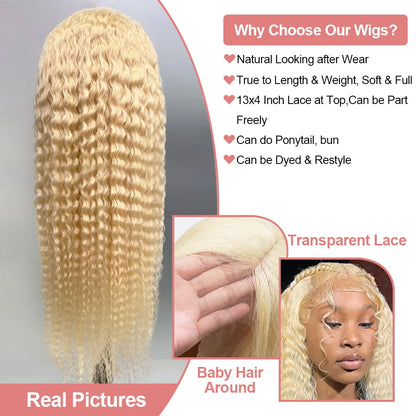 613 Blonde Lace Front Wig – Curly Human Hair, HD Lace
