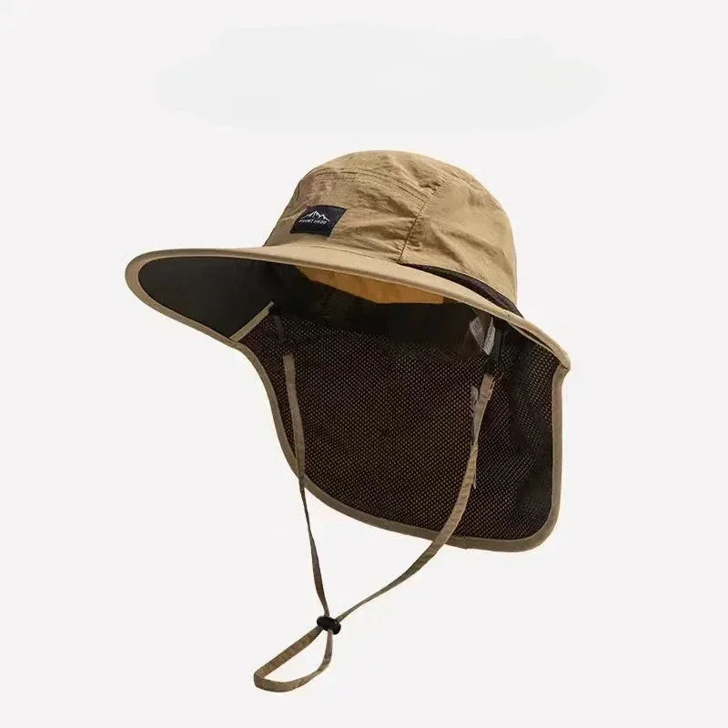 Wide Brim Bucket Hat with Neck Flap – Unisex Outdoor Sun Hat