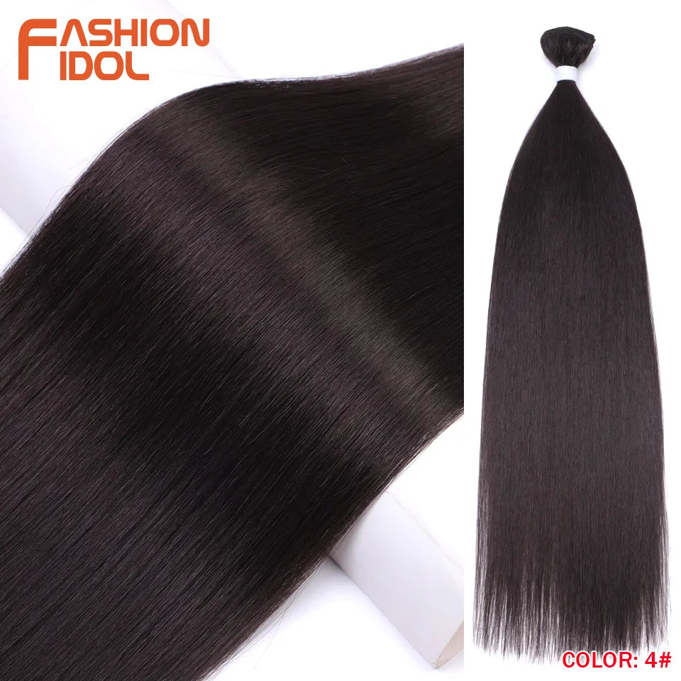 Bone Straight Hair Extensions Ombre Blonde Bundles Super Long Synthetic 24 Inch Full End Idol