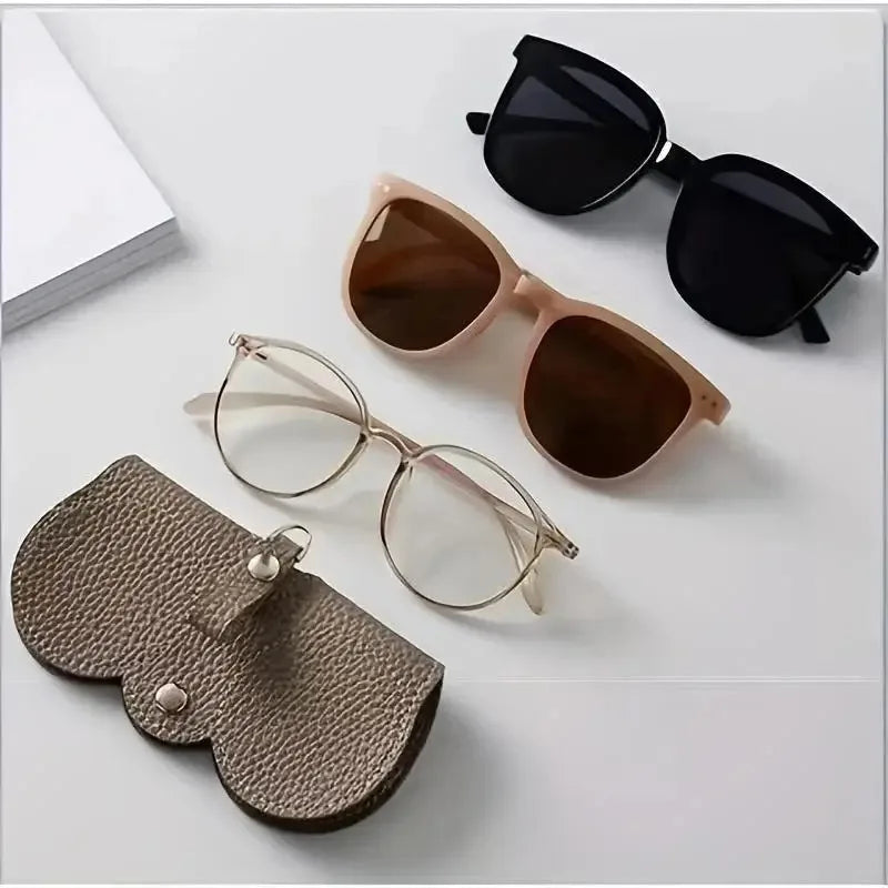 Litchi PU Leather Hanging Glasses Case – Portable Eyewear Holder