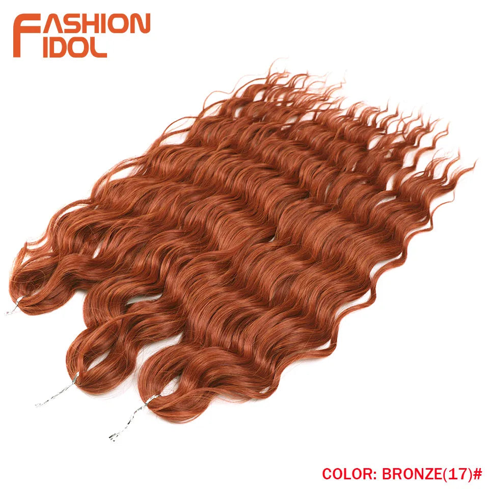 Anna 24 Inch Synthetic Hair Water Wave Braiding Extensions Ombre Blonde Deep Afro Curl Twist Crochet