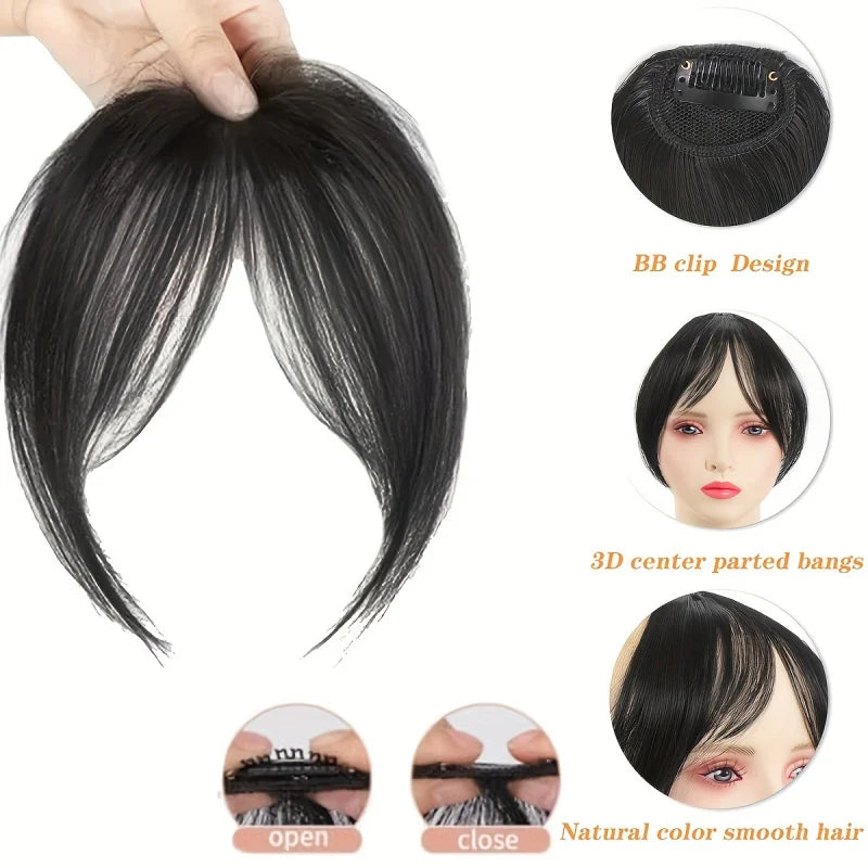 Clip-In Bangs Hair Extension Middle Part Natural Seamless Fringe