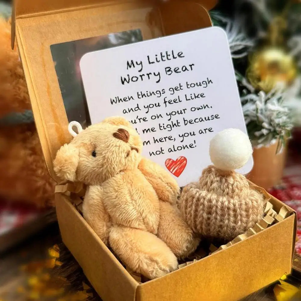 Pocket Worry Bear with Inspirational Card – Mini Plush Gift Box