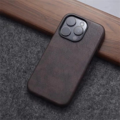 Retro Crazy Horse Leather Magsafe Case Iphone 18pro 15 14 13 12 17 Pro Max Simple Texture Magnetic
