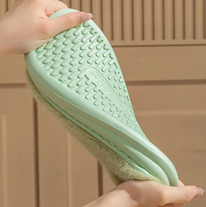 Winter Plush Couple Slippers Men Women Ultra Soft Memory Foam Cloud Comfort Non-Slip Thick Sole