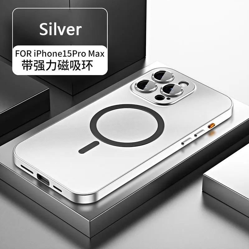 Aluminum Metal Frame Magnetic Case Iphone 13 12 14 15 16 17 Pro Max Magsafe Wireless Charging Lens