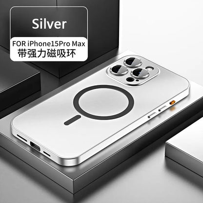 Aluminum Metal Frame Magnetic Case Iphone 13 12 14 15 16 17 Pro Max Magsafe Wireless Charging Lens