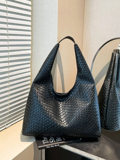 Large Capacity Woven Texture Women's Shoulder Tote Bag – Multifunctional Crossbody Handbag