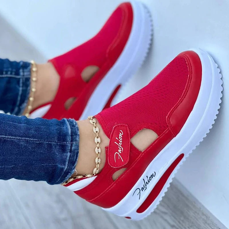 Women's Platform Sneakers Hollow Cutout Casual Shoes