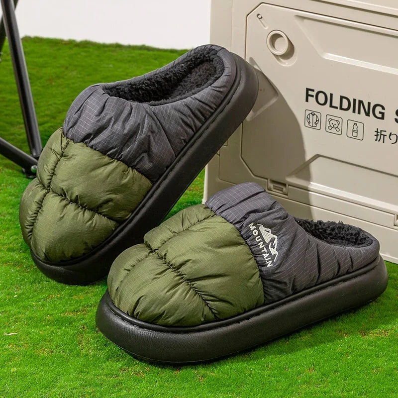 Long Plush Thick Warm Winter Slippers Women Waterproof Down Outdoor Unisex Mix Color Non Slip Cotton