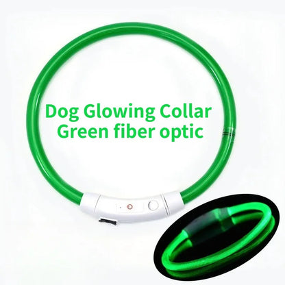LED Fiber Optic Dog Collar – Rechargeable Glowing Safety Collar