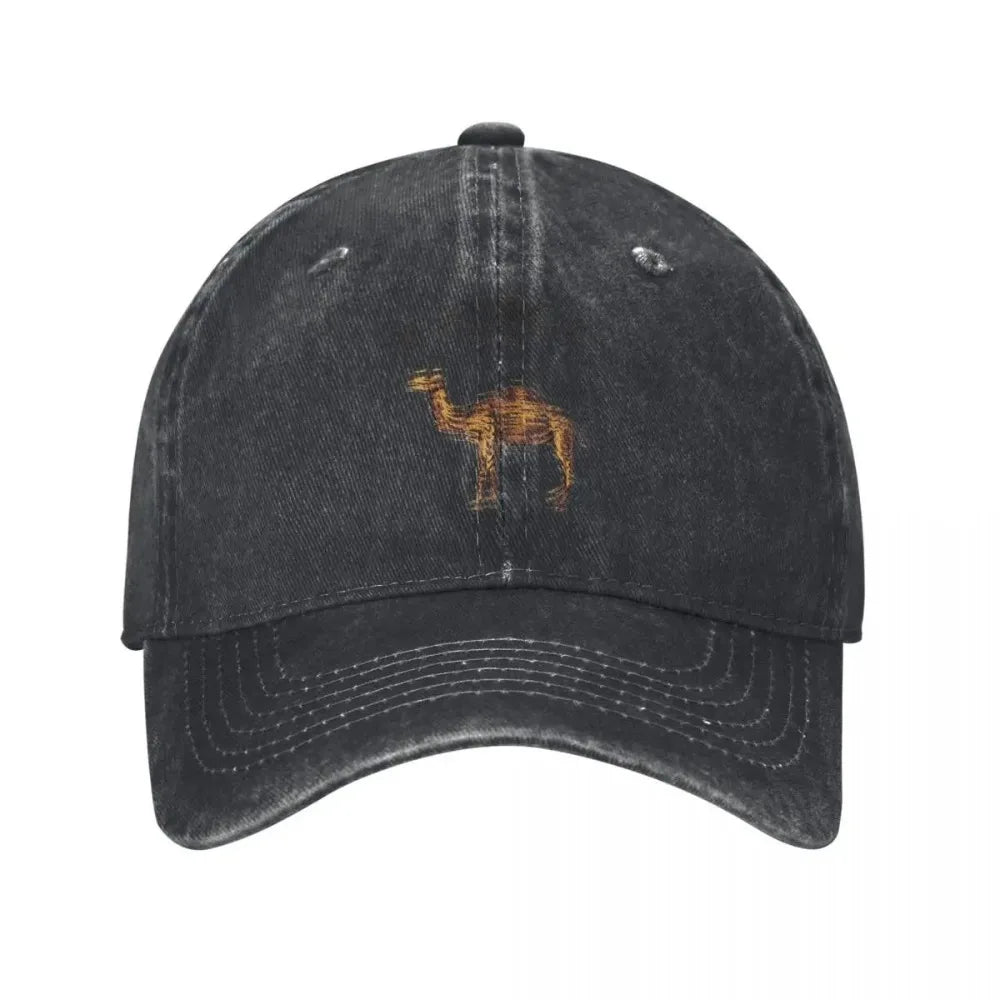 Camel Print Distressed Trucker Hat – Vintage Washed Cap
