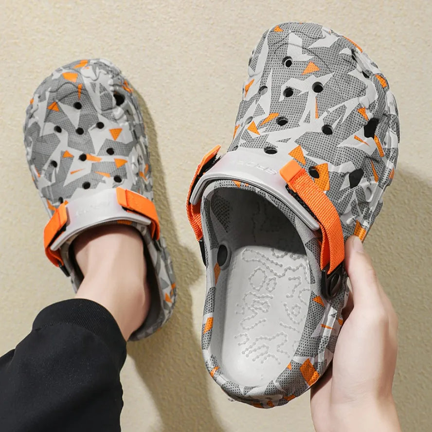 Men's Camouflage Clogs – Big Size Garden Sandals with Adjustable Strap