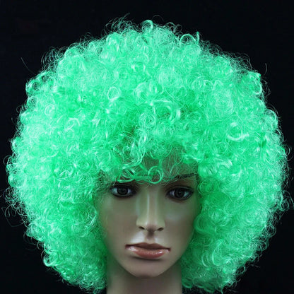 Women Curly Cosplay Wig Short Wavy Hair Colorful Synthetic Daily Party Men Football Fan Wearing Kids