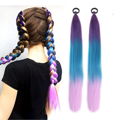 Synthetic Ponytail Extension 2-Piece Set – Long Straight with Rubber Band