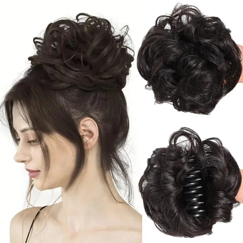 Claw Clip Messy Bun Hair Piece Curly Wavy Synthetic Updo