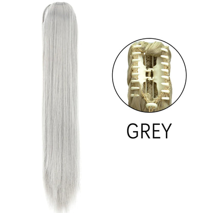 Synthetic Long Straight Claw Clip Ponytail Hair Extensions 24inch Heat Resistant Pony Tail Piece