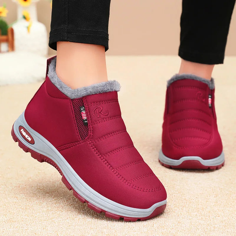 Women's Waterproof Snow Boots – Plush-Lined Warm Ankle Boots