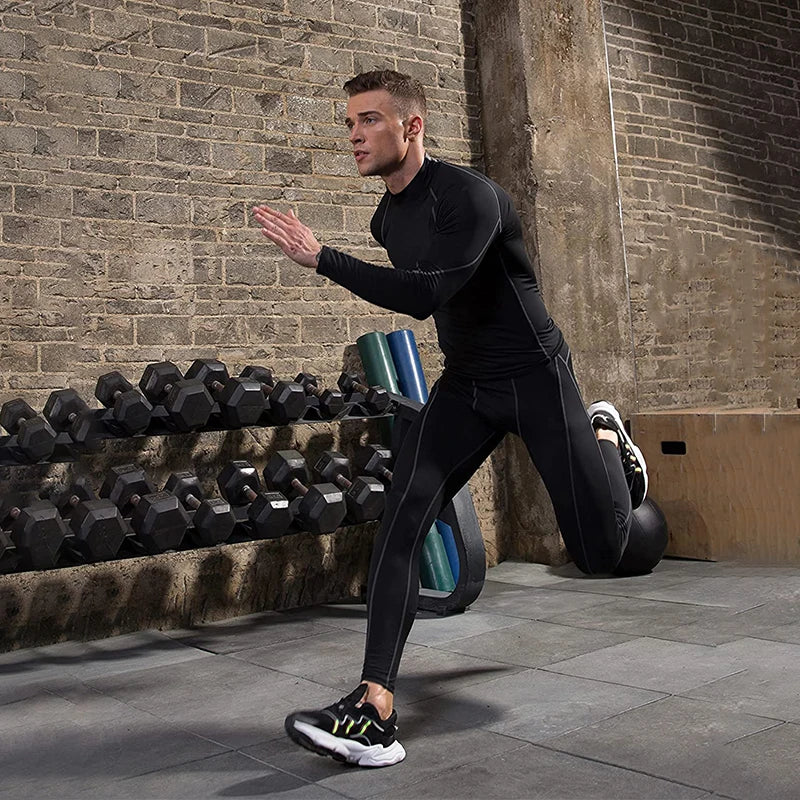 Men's Compression Shirt Long Sleeve Quick-Dry Gym Running Workout Top