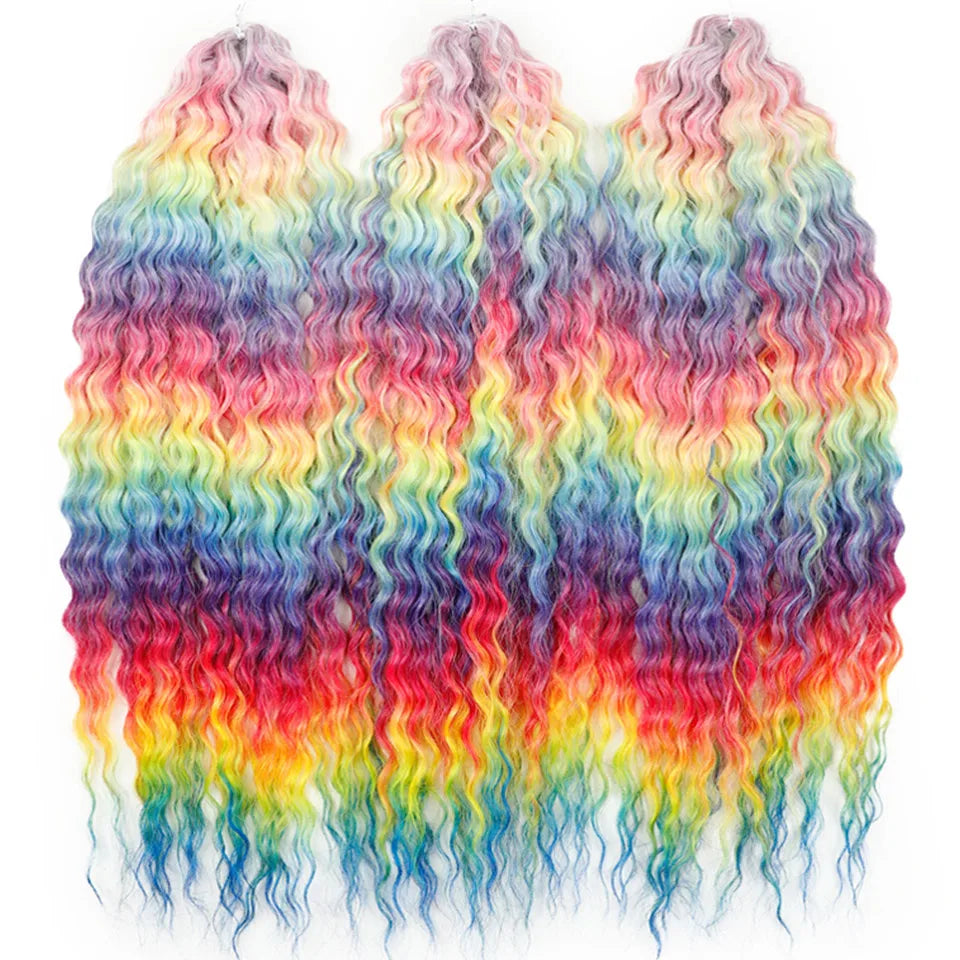 Idol 300g 22 Inch Ariel Curl Hair Water Wave Twist Crochet Synthetic Ombre Rainbow Color Braiding