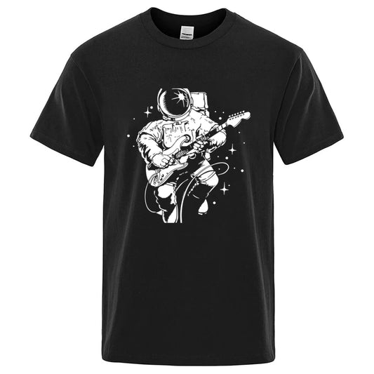 Astronaut Playing Guitar Graphic T Shirt Cotton Blend Tee