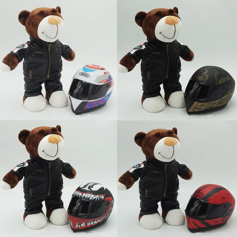 Motorcycle Helmet Teddy Bear Plush Toy – Biker Stuffed Animal Gift