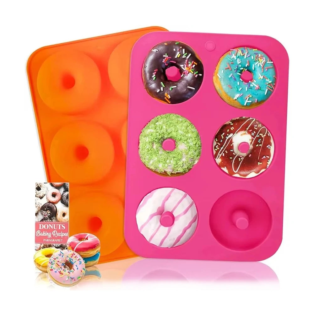 Silicone Donut Mold 6-Cavity Non-Stick Baking Pan for Doughnuts & Bagels