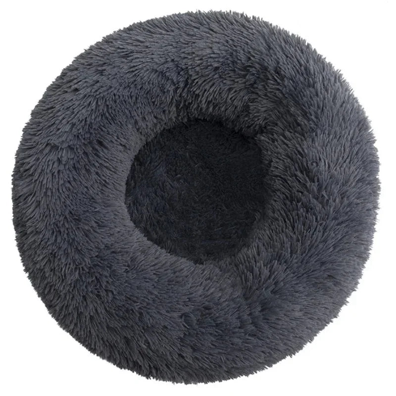 Round Plush Pet Bed – Super Soft Donut Bed for Dogs & Cats