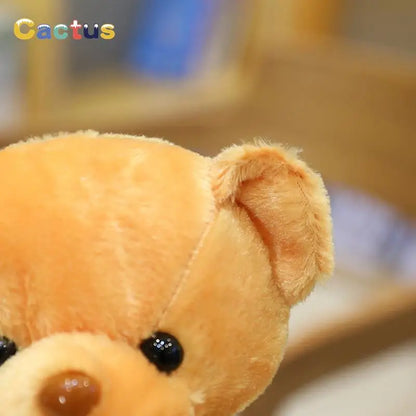 Colorful Teddy Bear Plush Toy with Bow – Soft Stuffed Animal Gift