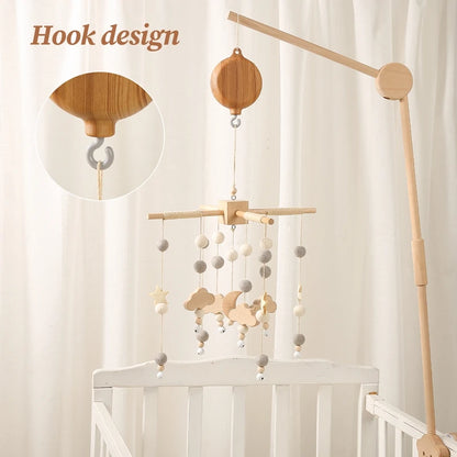 Baby Crib Music Box Mobile – Rotating Arm with Hanging Rattles