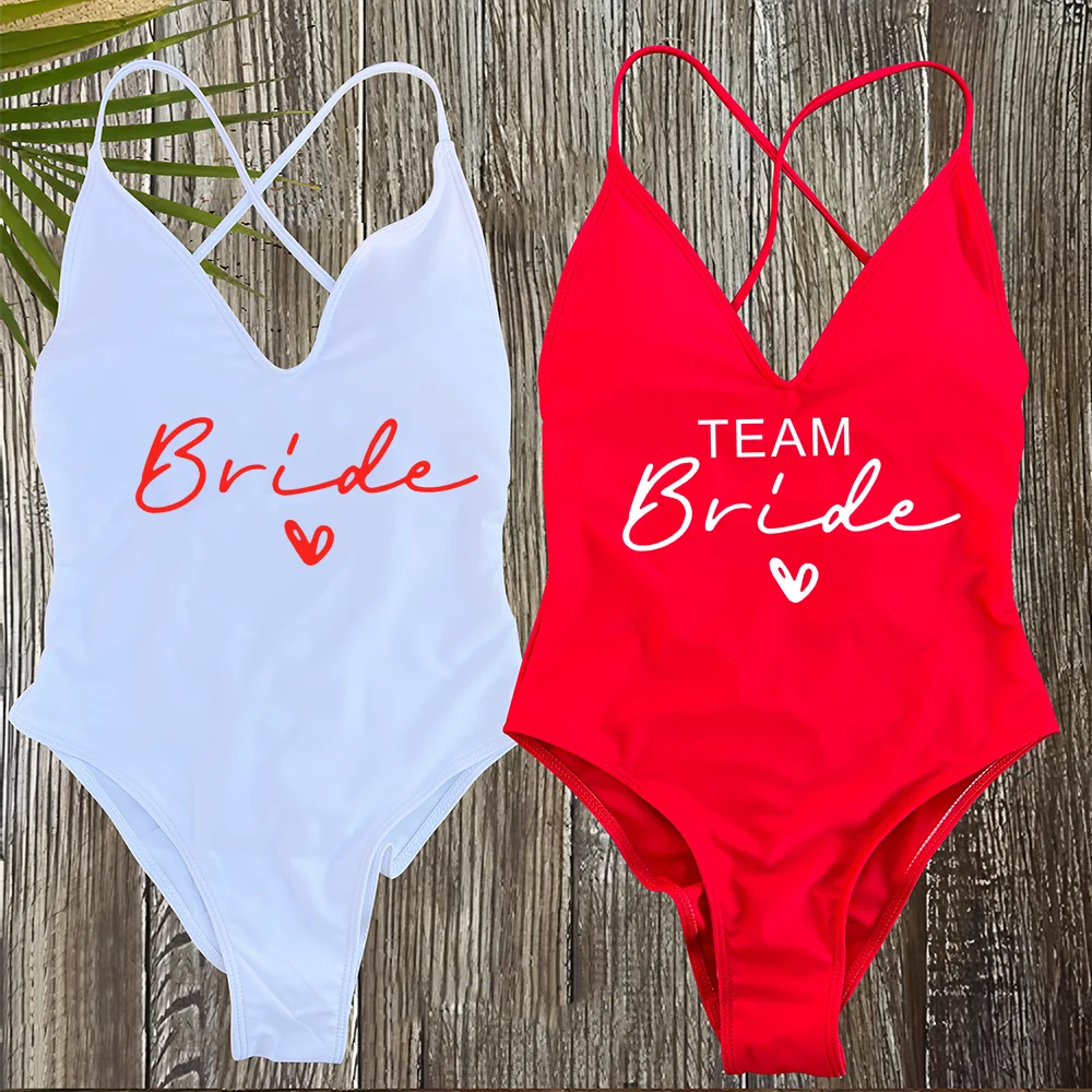 Team Bride One-Piece Swimsuit – Padded Bachelorette Bathing Suit