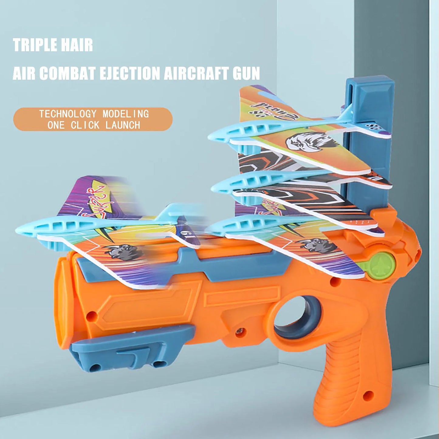 Airplane Launcher Toy Gun – 6 Foam Glider Planes for Kids
