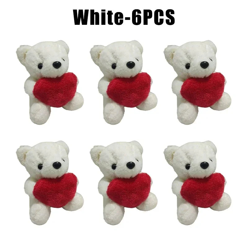 1 3 6pcs 20cm Heart Teddy Bear Plush Cuddly Stuffed Animal Holding Valentine S Day Christmas Gift