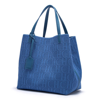 Large Capacity Tote Bag – Monogram Knitted Shoulder Bag for Women